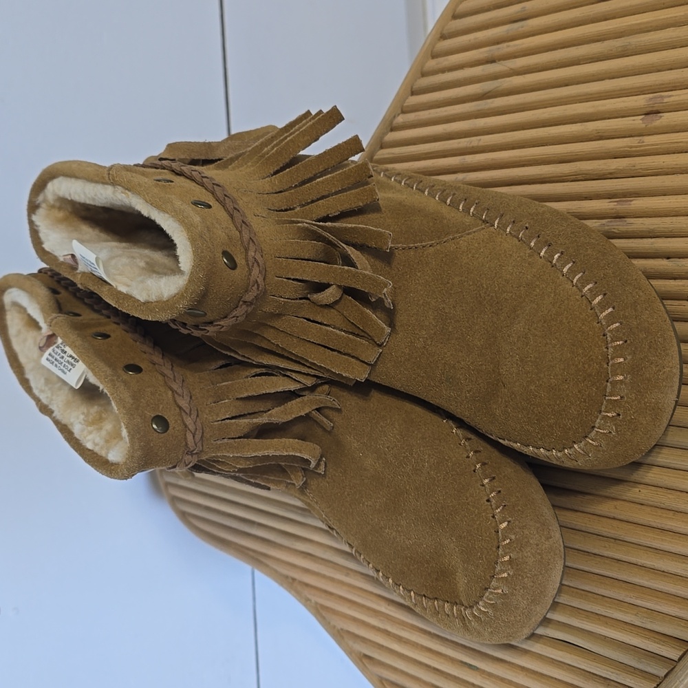 Lucky Brand Women's Ahbey Suede Faux Fur Lined Moccasin Ankle Boots Size 10 - Picture 9 of 9